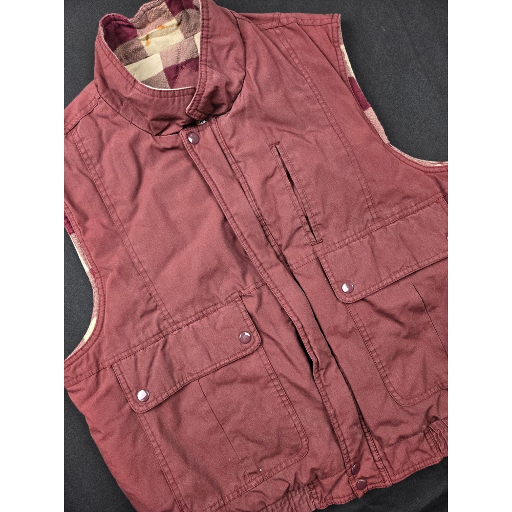 Eagles Ridge Outfitters Quilted Lined Vest Burgundy Plaid Men's XL